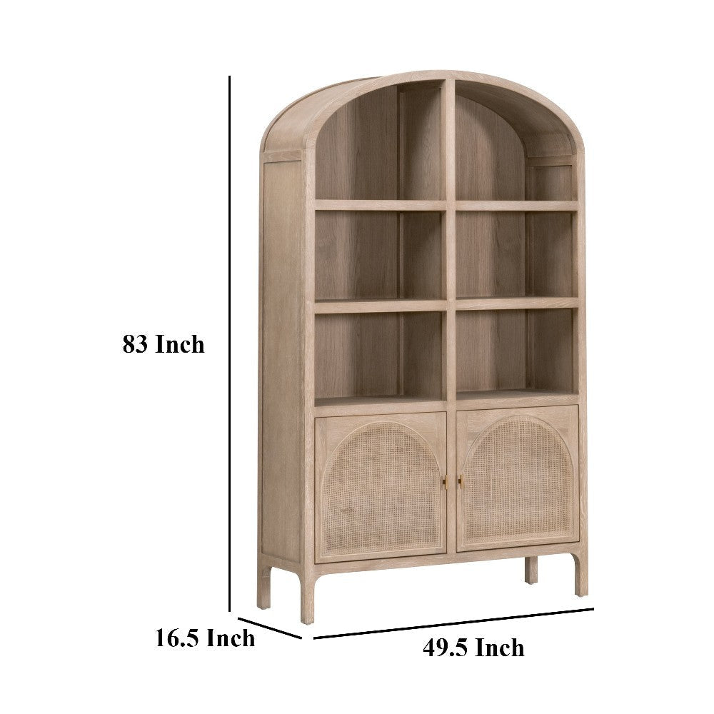 Accent China Cabinet 83 Inch Arch Design 2 Doors Gray Oak Wood BM326760
