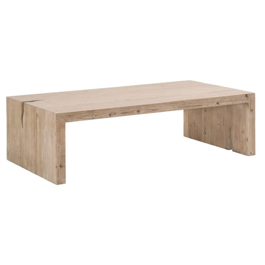 Barb Coffee Table, 56 Inch, Rectangular Tabletop, Pine Wood Smoke Gray