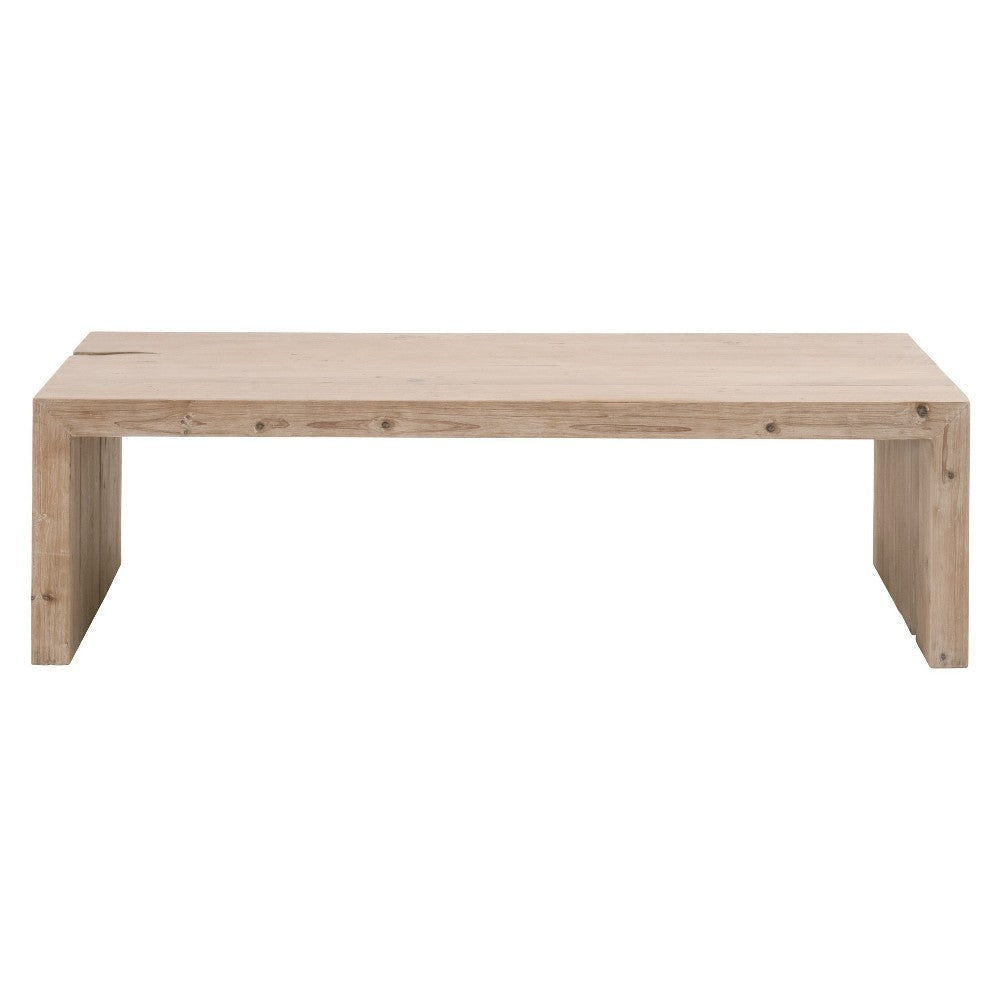 Barb Coffee Table 56 Inch Rectangular Tabletop Pine Wood Smoke Gray BM326761