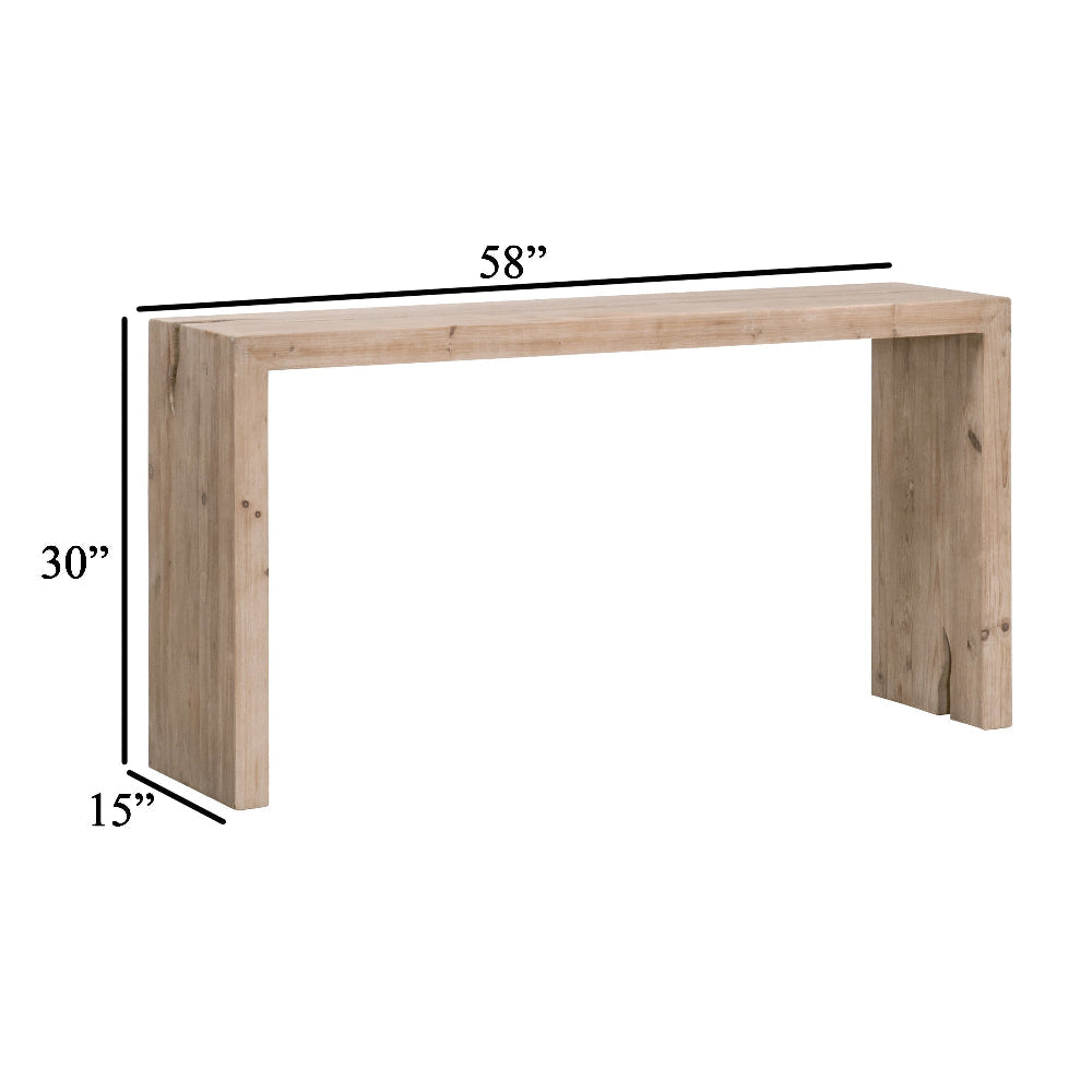 Barb Console Table 56 Inch Rectangular Tabletop Pine Wood Smoke Gray BM326762