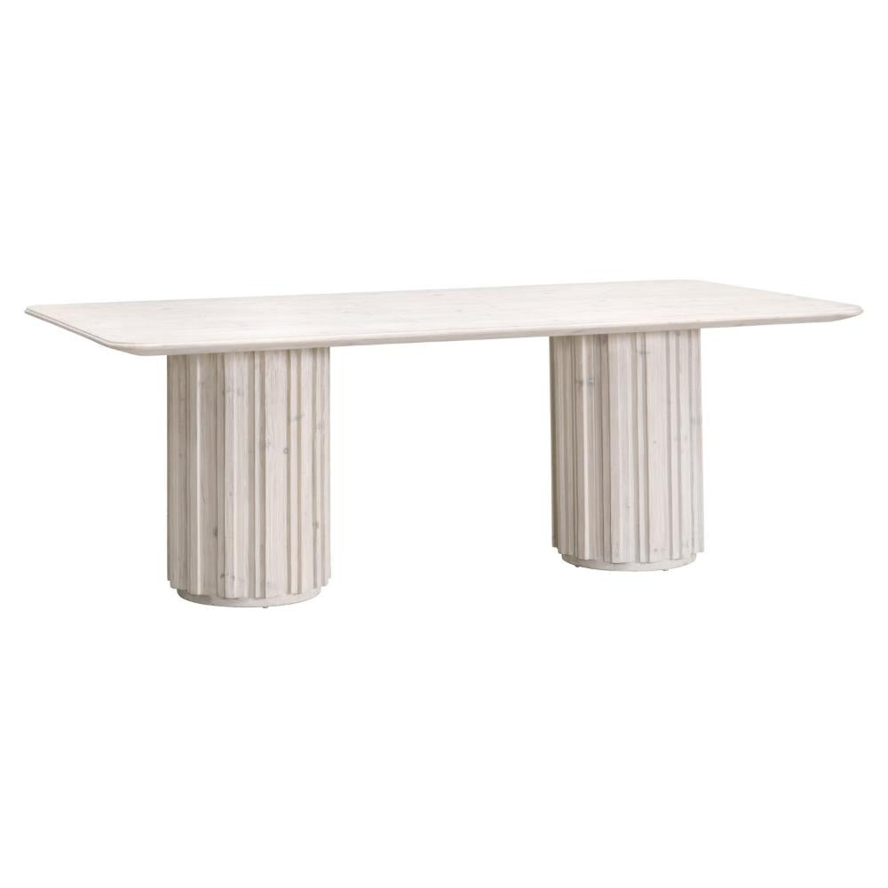 Abie Dining Table 87 Inch Rectangular Table Top Pine Wood White BM326763