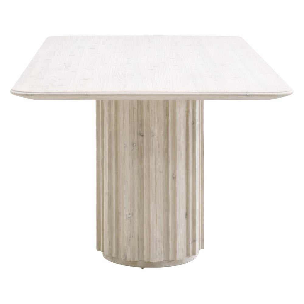 Abie Dining Table 87 Inch Rectangular Table Top Pine Wood White BM326763