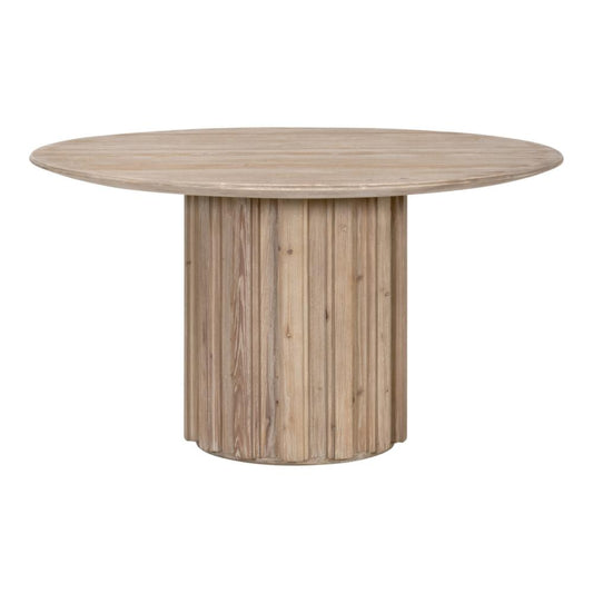 Abie Dining Table, 54 Inch, Round Tabletop, Pine Wood, Smoke Gray
