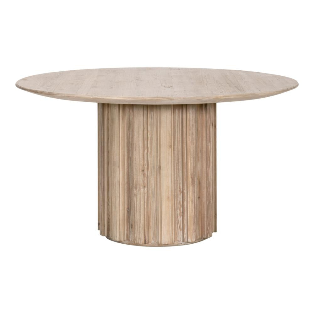 Abie Dining Table 54 Inch Round Tabletop Pine Wood Smoke Gray BM326764