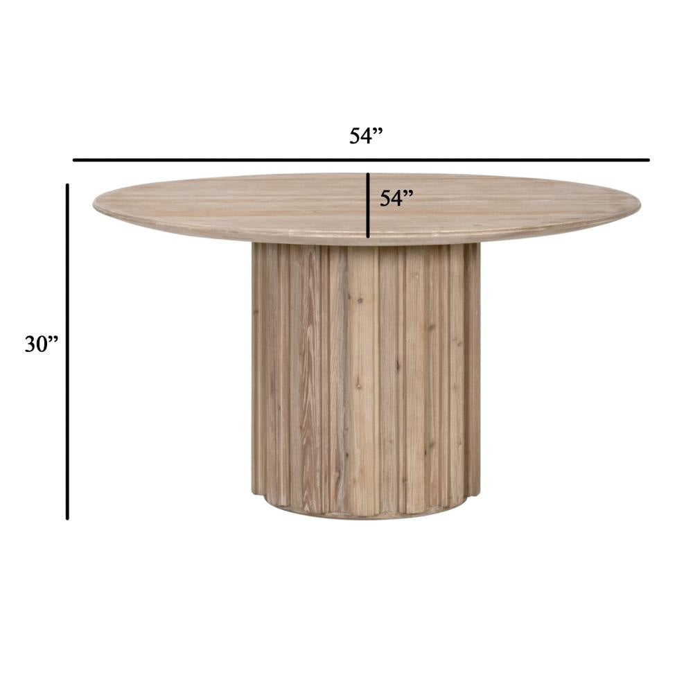 Abie Dining Table 54 Inch Round Tabletop Pine Wood Smoke Gray BM326764