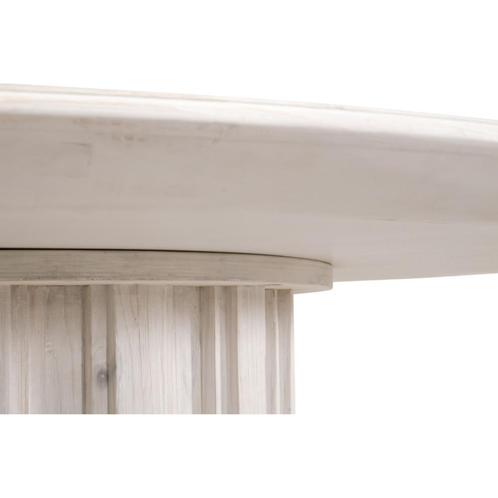 Abie Dining Table 54 Inch Round Tabletop Pine Wood Whitewash BM326765