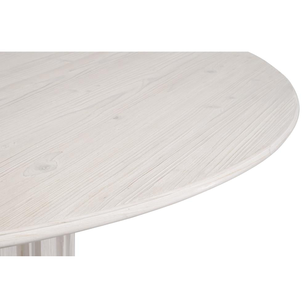 Abie Dining Table 54 Inch Round Tabletop Pine Wood Whitewash BM326765