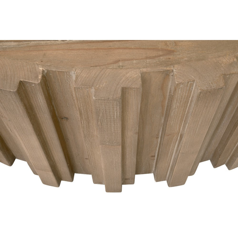 Abie Coffee Table 42 Inch Round Tabletop Pine Wood Smoke Gray BM326766