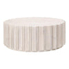 Abie Coffee Table, 42 Inch, Round Tabletop, Pine Wood, Whitewash