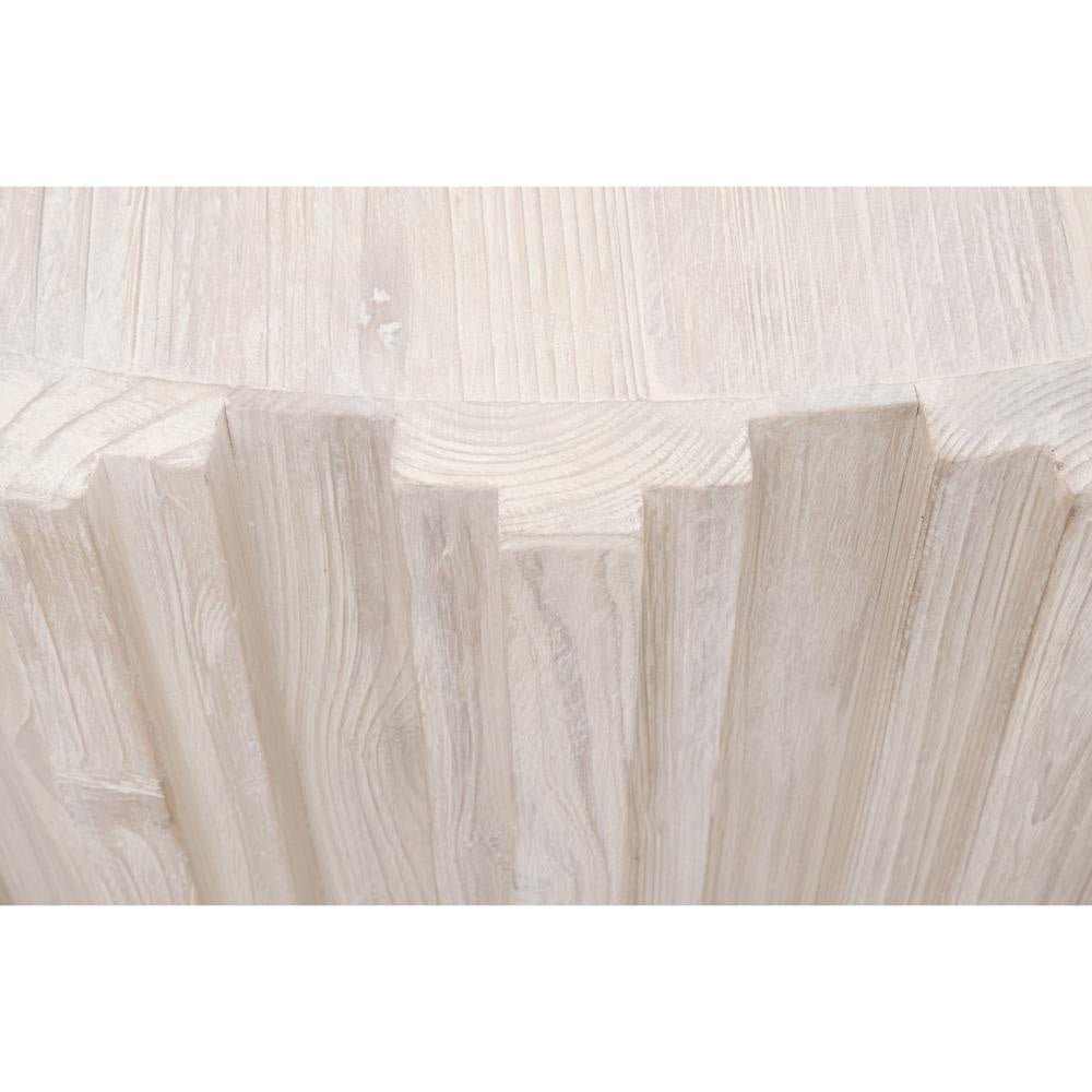Abie Coffee Table 42 Inch Round Tabletop Pine Wood Whitewash BM326767
