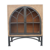 Veria Small China Cabinet, 2 Door Arch Frame, Antique Brown 42 Inch