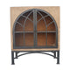 Veria Small China Cabinet, 2 Door Arch Frame, Antique Brown 42 Inch