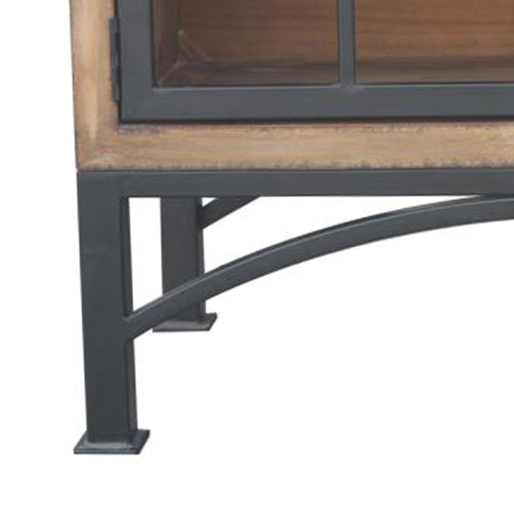 Veria Small China Cabinet 2 Door Arch Frame Antique Brown 42 Inch BM326772