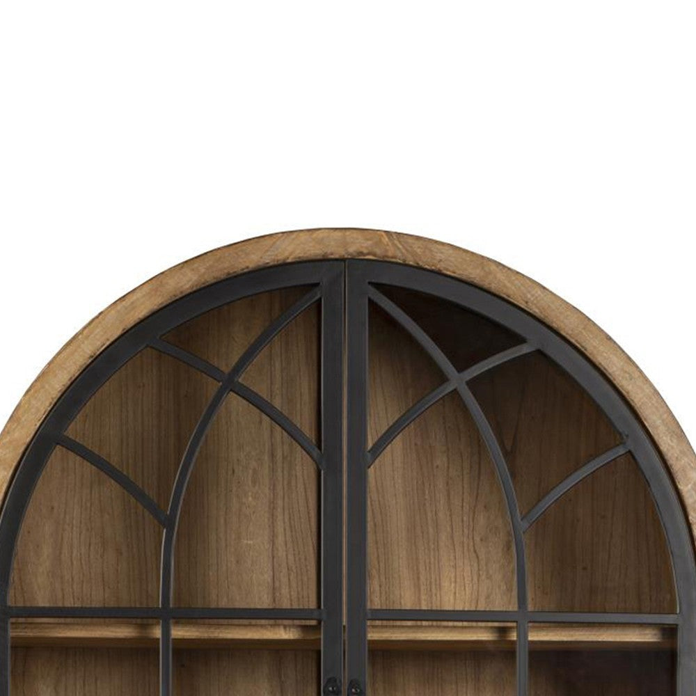 Veria China Cabinet 2 Door Arch Frame Antique Natural Brown 83 Inch BM326778