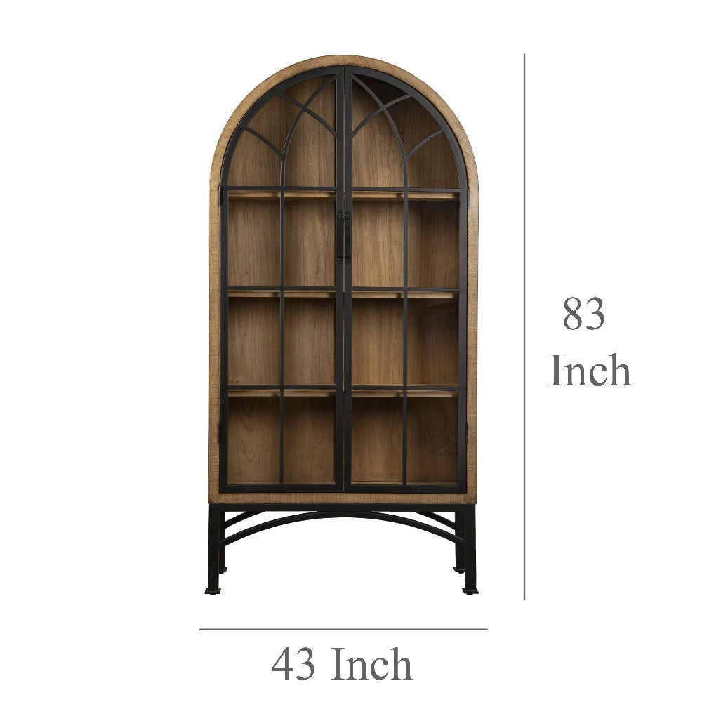 Veria China Cabinet 2 Door Arch Frame Antique Natural Brown 83 Inch BM326778