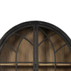 Veria China Cabinet 2 Glass Door Arch Frame Black Iron 83 Inch BM326779