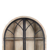 Veria China Cabinet 2 Glass Door Arch Frame Whitewash Wood 83 Inch BM326780