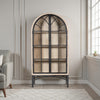 Veria China Cabinet 2 Glass Door Arch Frame Whitewash Wood 83 Inch BM326780