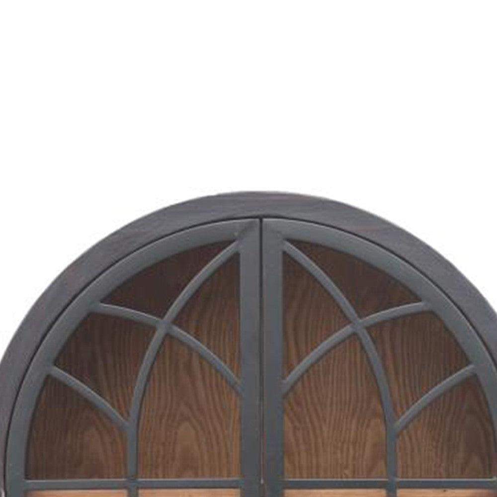 Veria Curio Wine Bar Cabinet 2 Glass Arch Doors Matte Black 71 Inch BM326781