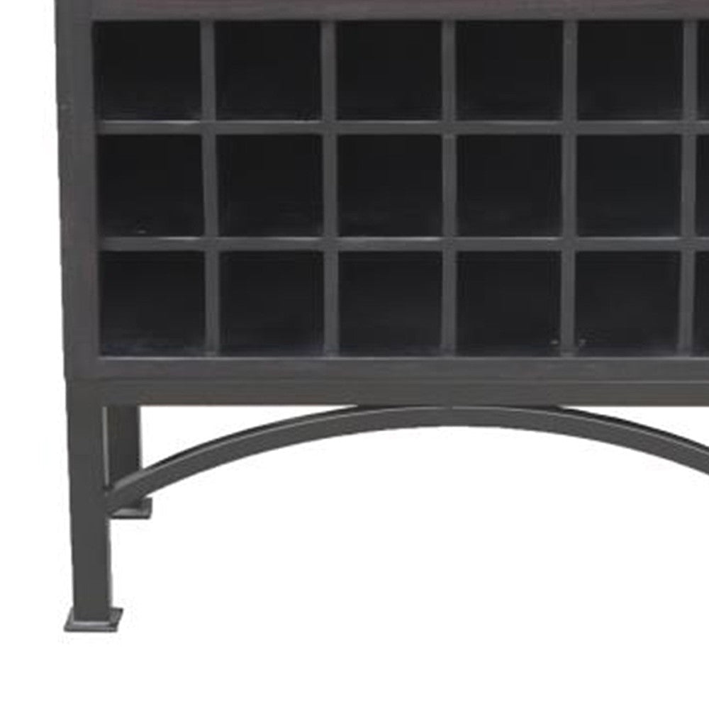 Veria Curio Wine Bar Cabinet 2 Glass Arch Doors Matte Black 71 Inch BM326781