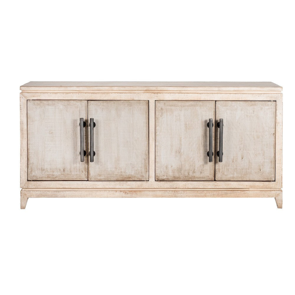 Orla Sideboard Buffet Cabinet, 4 Doors, Washed White Reclaimed Wood