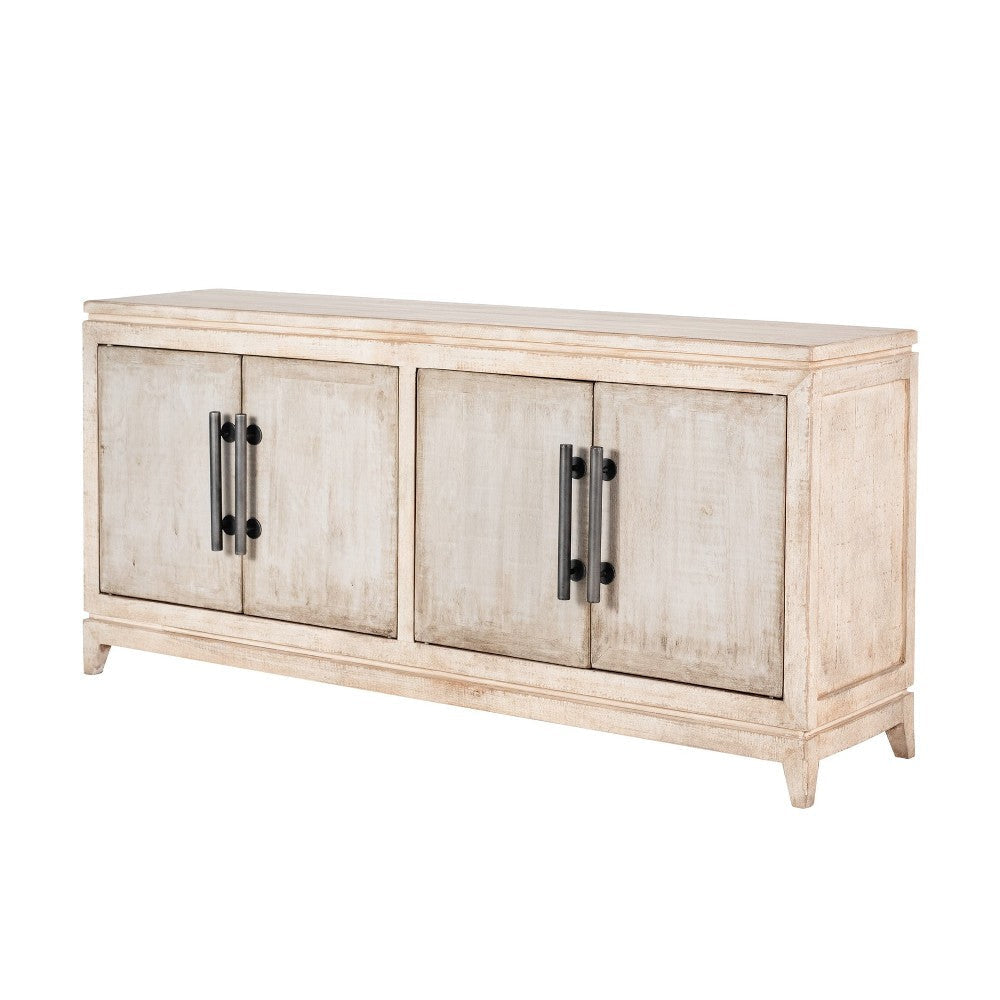 Orla Sideboard Buffet Cabinet 4 Doors Washed White Reclaimed Wood BM326785