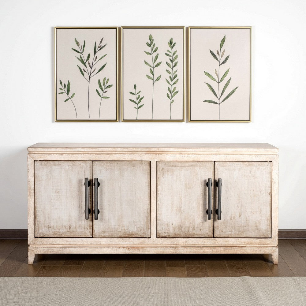 Orla Sideboard Buffet Cabinet 4 Doors Washed White Reclaimed Wood BM326785