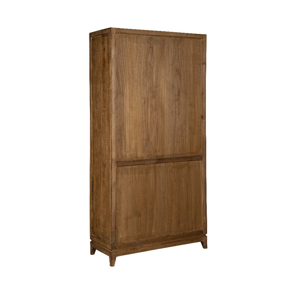 Orla Tall China Cabinet 2 Glass Doors Antique Brown Reclaimed Wood BM326787