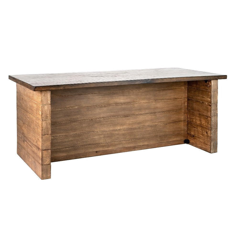 Amry Counter Table, 90 Inch Rectangular Top, Natural Brown Pine Wood