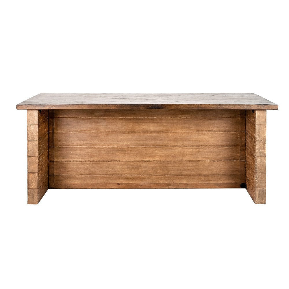 Amry Counter Table 90 Inch Rectangular Top Natural Brown Pine Wood BM326789