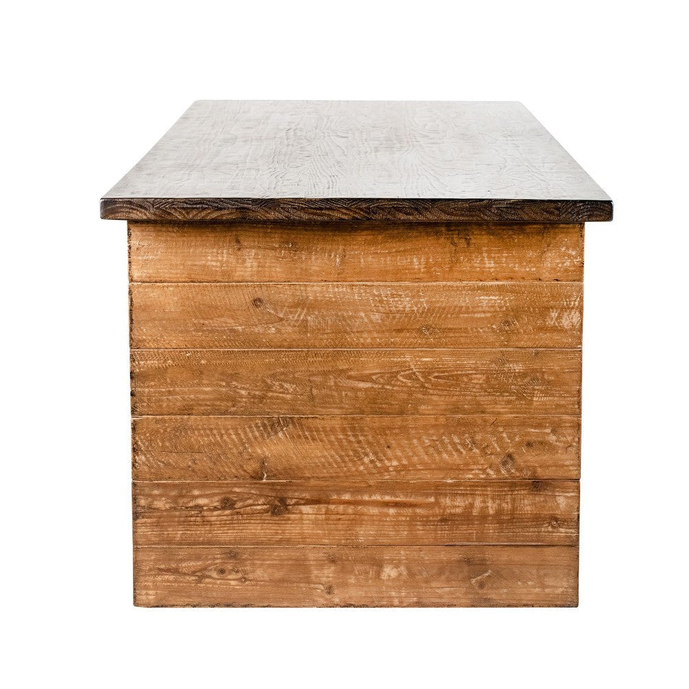 Amry Counter Table 90 Inch Rectangular Top Natural Brown Pine Wood BM326789