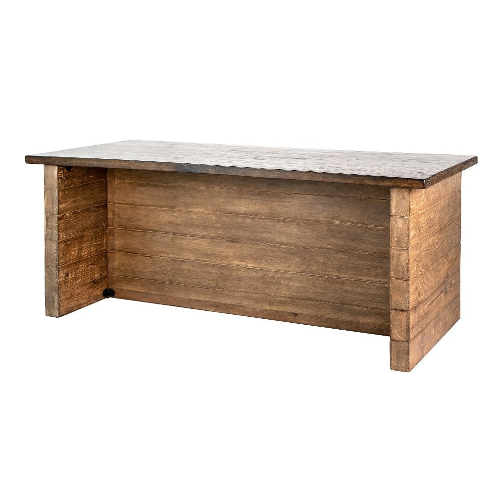 Amry Counter Table 90 Inch Rectangular Top Natural Brown Pine Wood BM326789