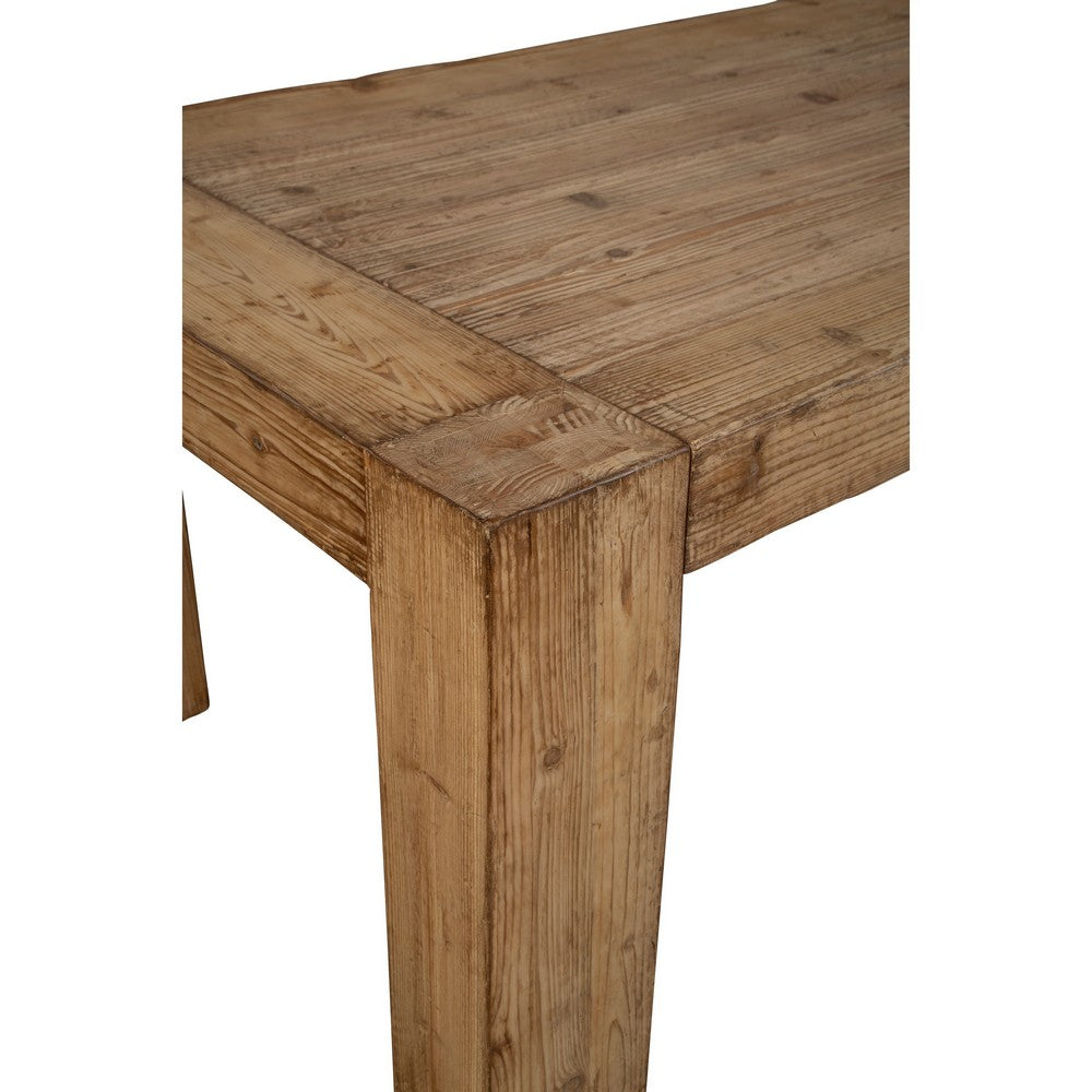 Mao Dining Table, 84 Inch Rectangular Top, Brown Reclaimed Pine Wood