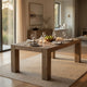 Mao Dining Table, 84 Inch Rectangular Top, Brown Reclaimed Pine Wood