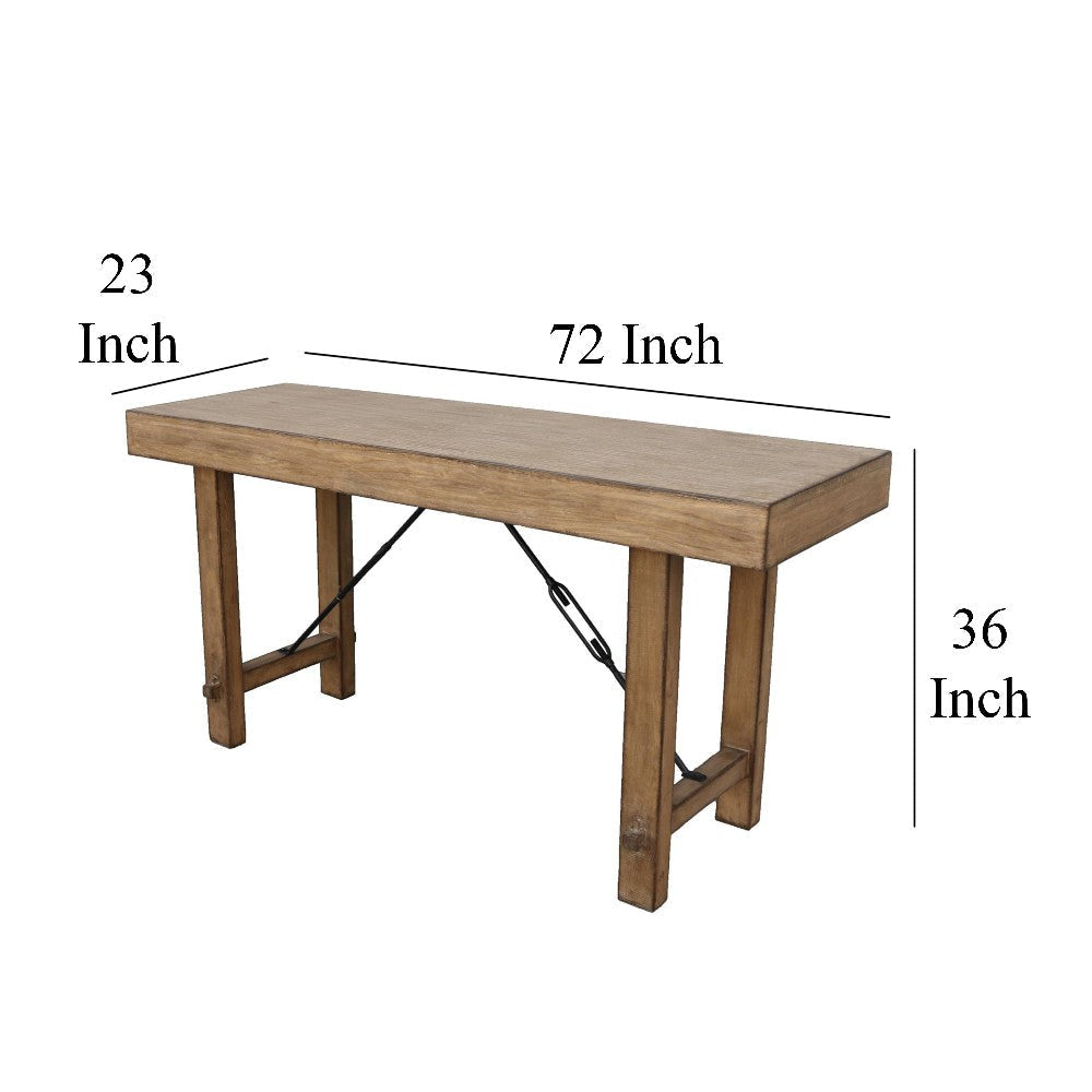 Dity Counter Height Table 72 Inch Rectangular Top Antique Brown Wood BM326793