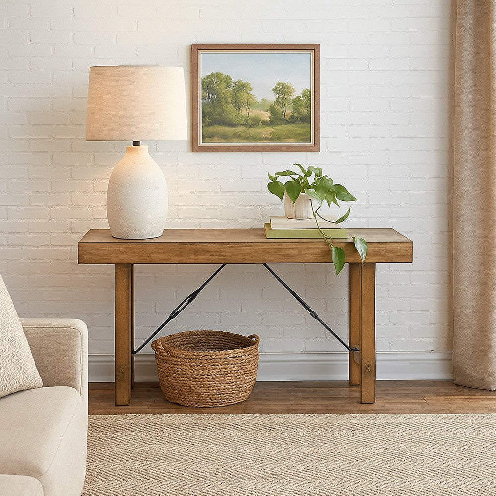 Dity Counter Height Table, 72 Inch Rectangular Top, Antique Brown Wood