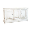Miy Sideboard Buffet Cabinet, 3 Door, Antique White Pine Wood 65 Inch