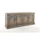 Miy Sideboard Buffet Cabinet, 4 Door, Antique Blue Pine Wood 83 Inch