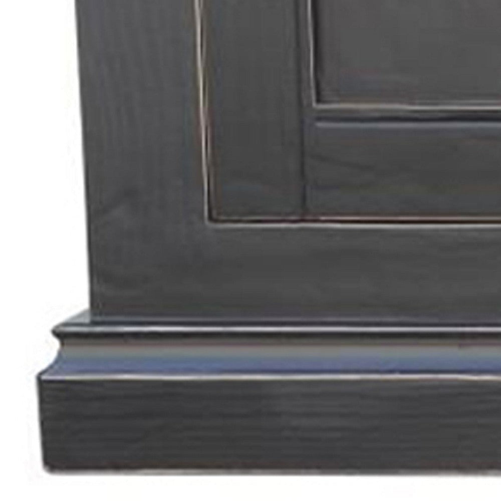 Miy Sideboard Buffet Cabinet 4 Door Matte Black Pine Wood 83 Inch BM326797