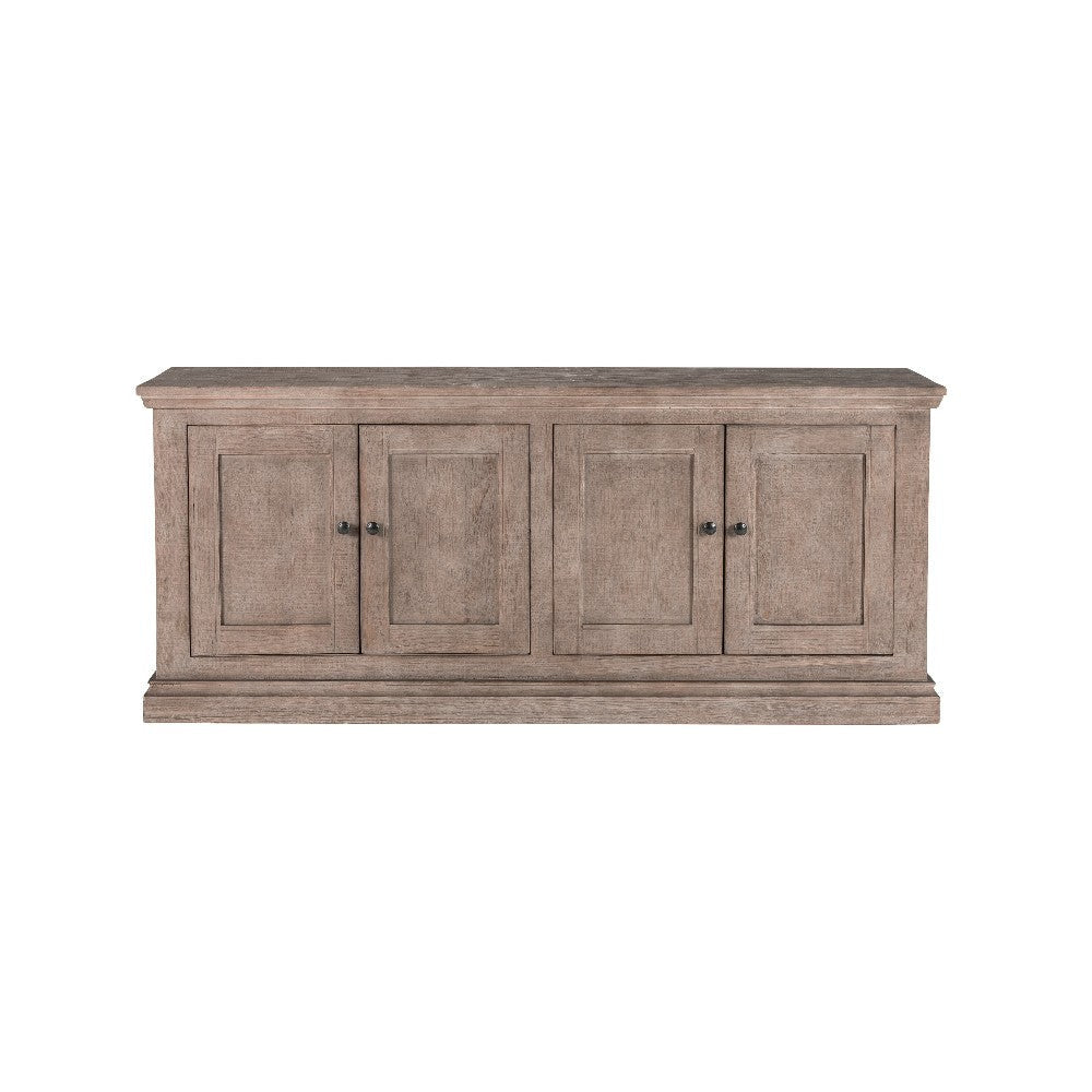 Miy Sideboard Buffet Cabinet 4 Door Medium Gray Pine Wood 83 Inch BM326798