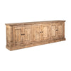 Miy Sideboard Buffet Cabinet, 6 Door, Natural Brown Pine Wood 106 Inch