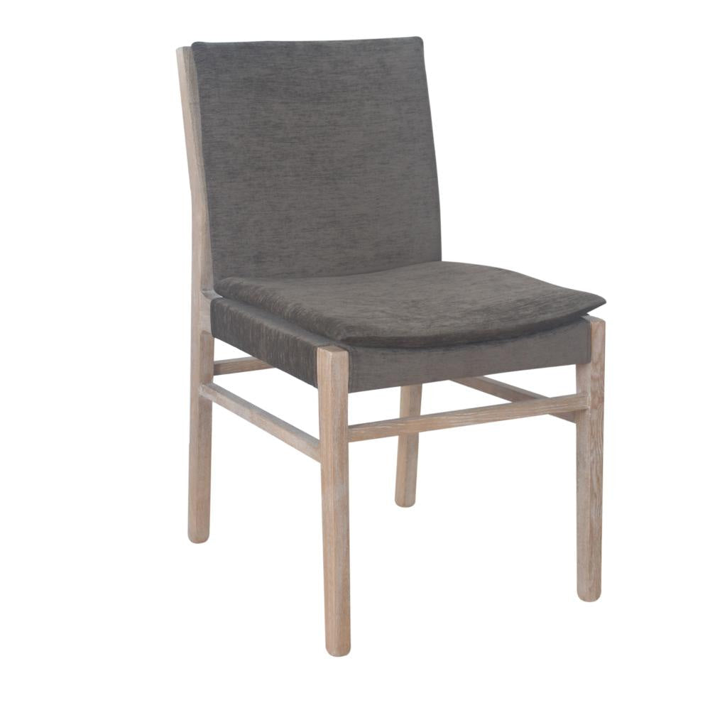 Lily Dining Side Chair Set of 2, Padded, Gray Fabric, Ash Wood Frame