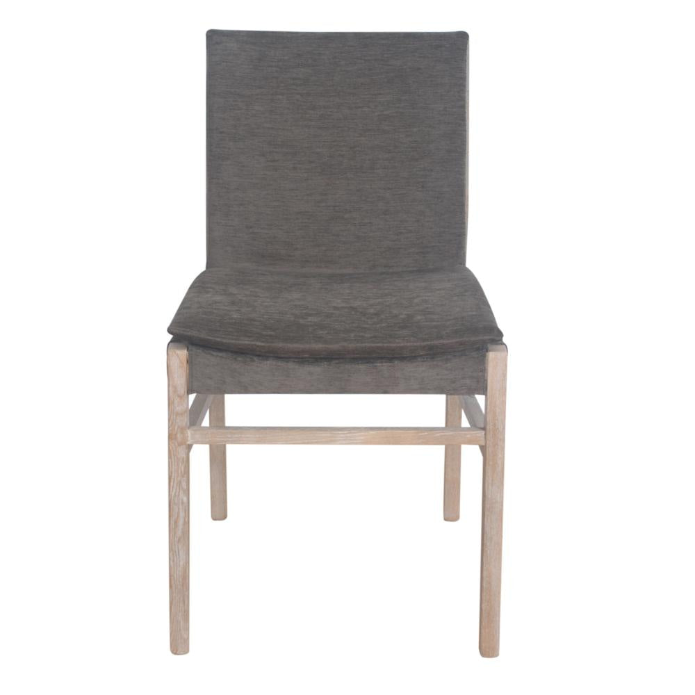 Lily Dining Side Chair Set of 2 Padded Gray Fabric Ash Wood Frame BM326803