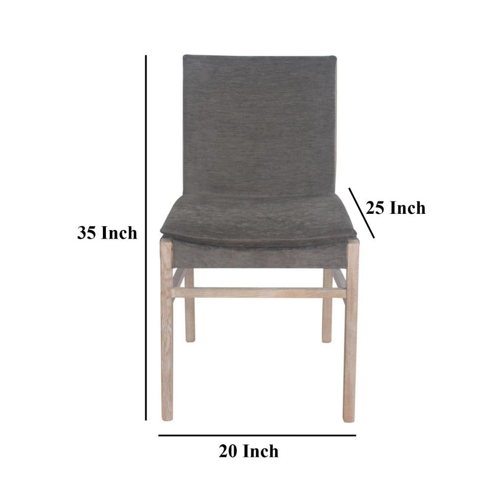 Lily Dining Side Chair Set of 2 Padded Gray Fabric Ash Wood Frame BM326803