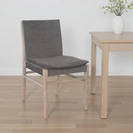 Lily Dining Side Chair Set of 2, Padded, Gray Fabric, Ash Wood Frame