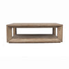 Limy Coffee Table 54 Inch Rectangular Top Shelf Antique Brown Wood BM326805