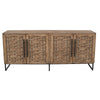 Osin Sideboard Buffet Cabinet 4 Door 83 Inch Antique Brown Pine Wood BM326807