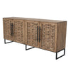 Osin Sideboard Buffet Cabinet 4 Door 83 Inch Antique Brown Pine Wood BM326807