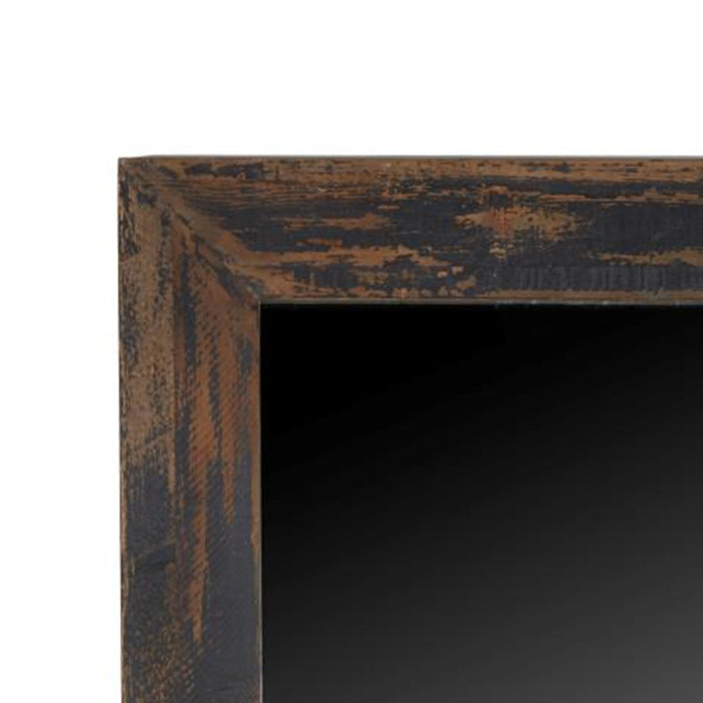 Freestanding Mirror 80 Inch Rectangular Reclaimed Wood Antique Black BM326808