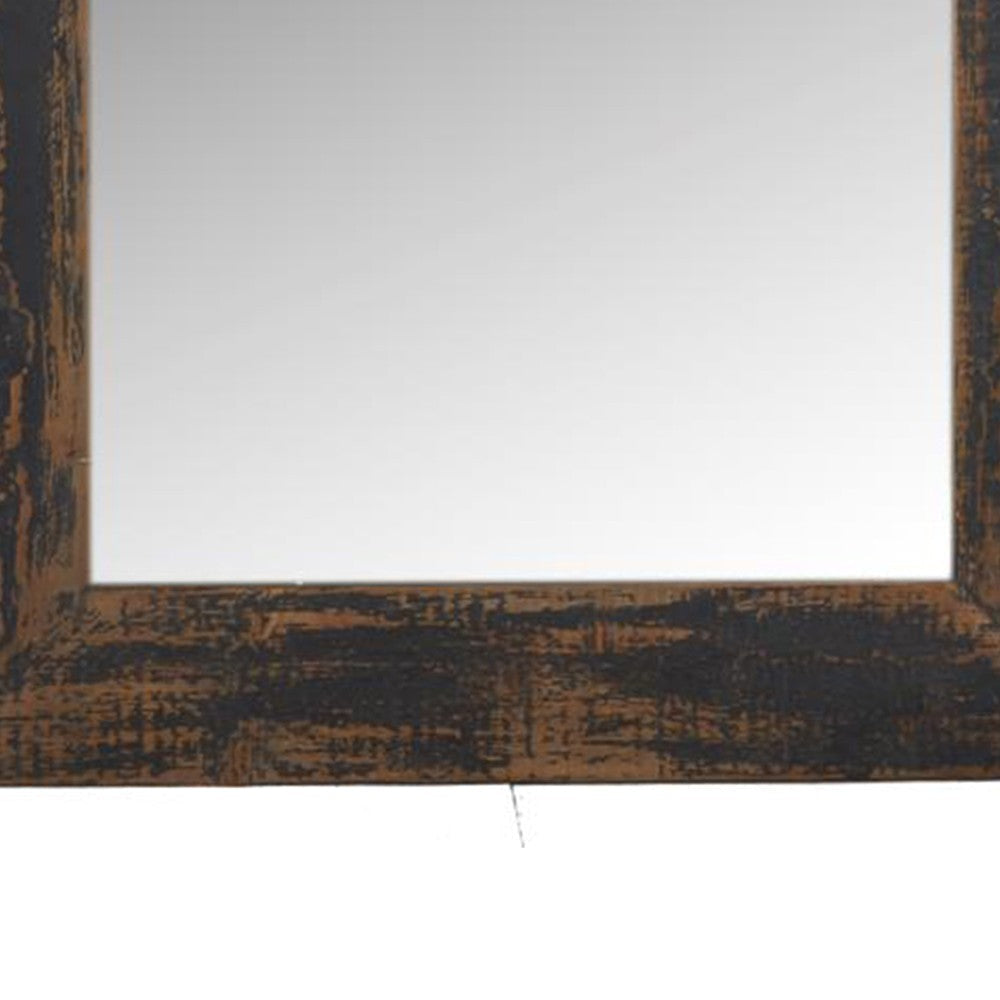 Freestanding Mirror 80 Inch Rectangular Reclaimed Wood Antique Black BM326808